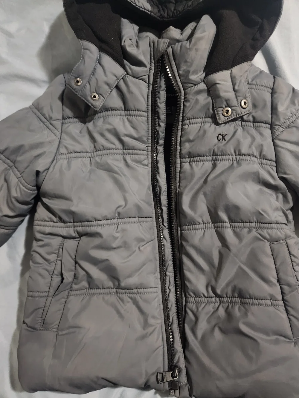 Calvin Klein Toddler Gray Hooded Puffer Jacket